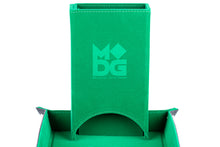 Load image into Gallery viewer, Green square dice tray with an attached tower in the same color.
