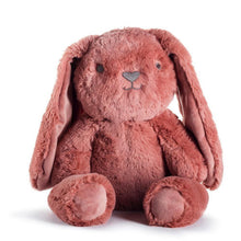 Load image into Gallery viewer, A soft red clay colored bunny, it has black eyes and nose, with long soft ears.
