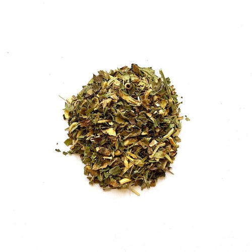 Loose leaf tea containing: Licorice root, Peppermint, Fennel, Tulsi (Holy Basil), Lemon Balm, Marshmallow root.