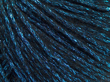 Load image into Gallery viewer, Closeup of black and turquoise metallic yarn
